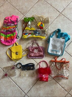 little girls vtg 90s  purses, beach bags & small clear bags (9)new and like new